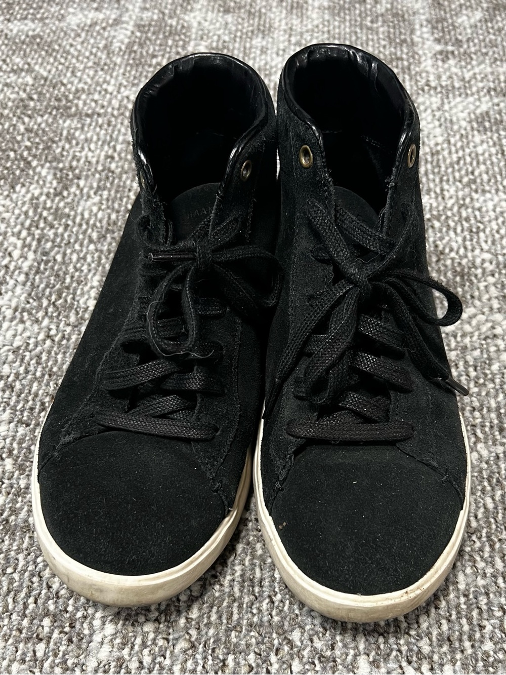 Cole Haan Black Suede High-Top Sneakers with White Soles